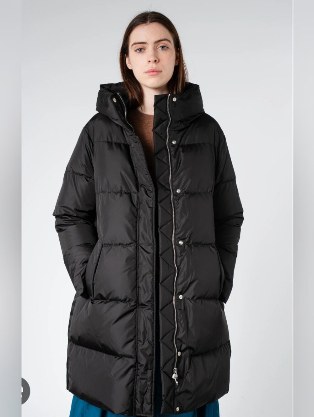 Alto Suzy SHeir Women's Black Long Puffer Coat with Hood/ Item Like New / 100106